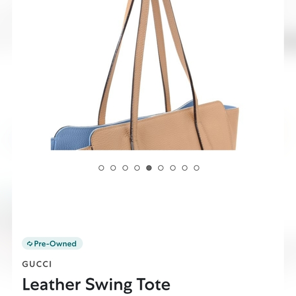 💖💖 ➡️➡️ Gucci Leather Medium Swing Tote Bag with Hang Tag and Foil Monogram - Picture 7 of 14